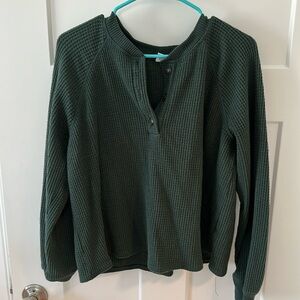 Forest green waffle long sleeve